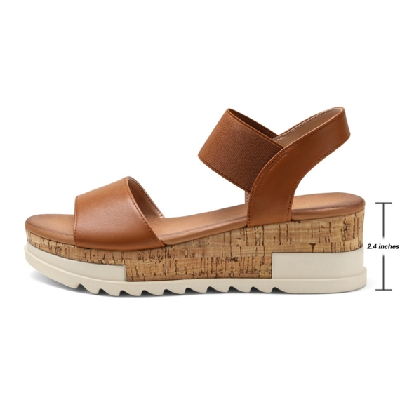 Dream Pairs NWOT Women's Camel Brown Ankle Strap Platform Sandals Size 6.5 - Picture 3 of 12